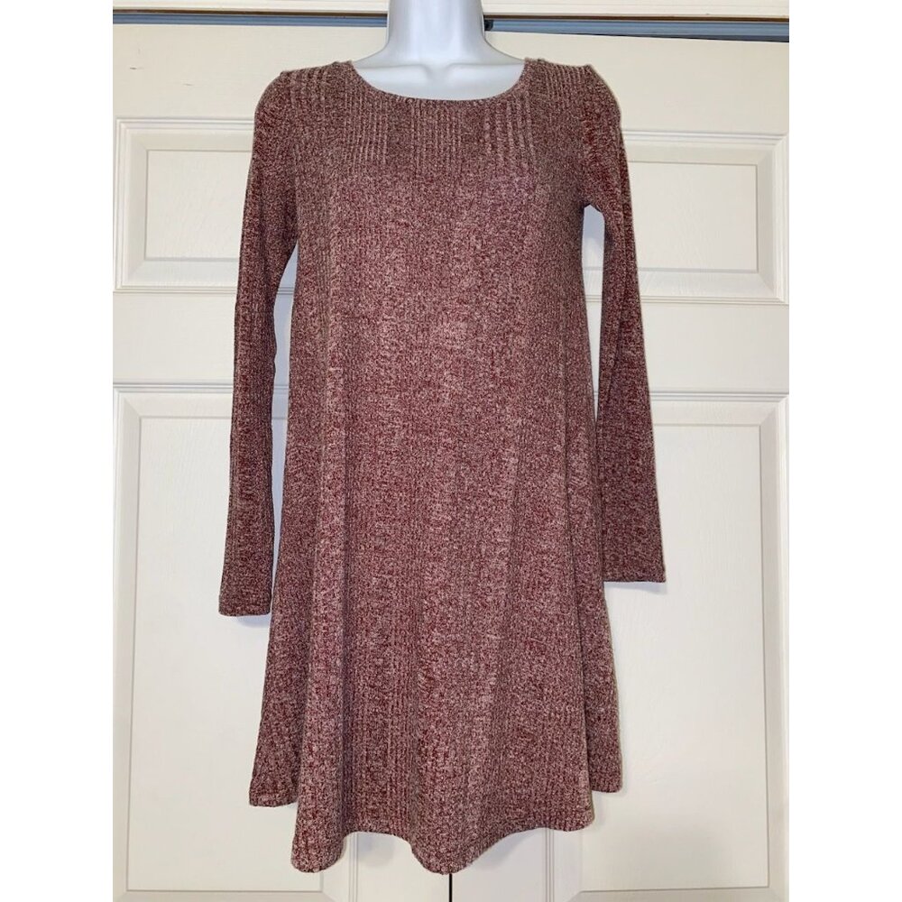 Long Sleeve Burgundy Knit Sweater Dress